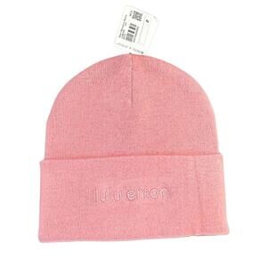 Lululemon Pink Tide Beanie With Embroidered Spell Out Logo - NWT